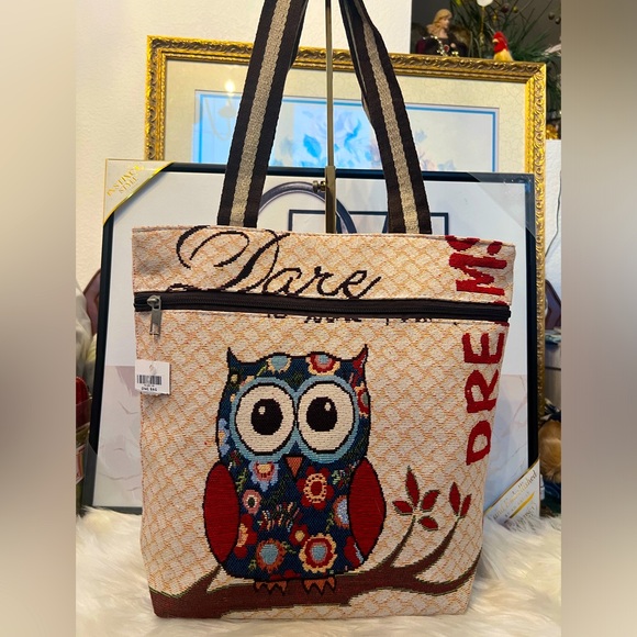 Handbags - Owl Design Tote Bag - Multicolor